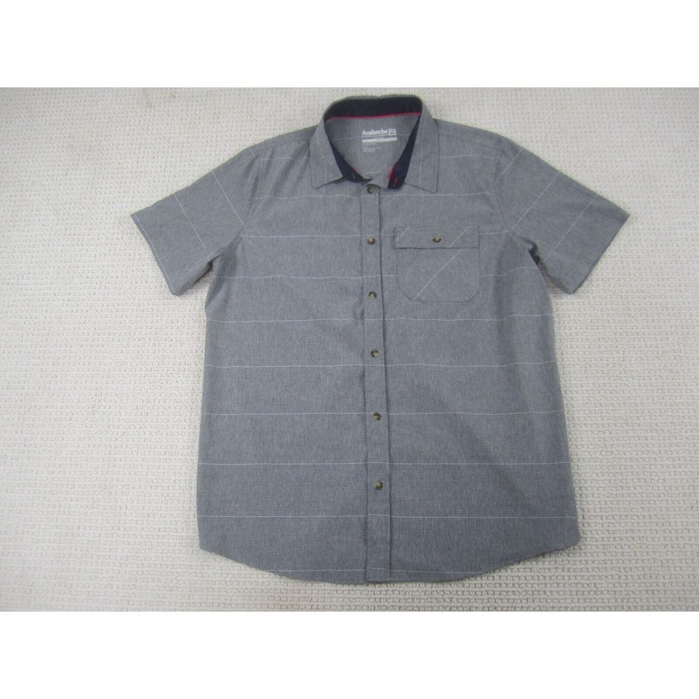 Avalanche Shirt Mens Large Gray Button Down Casual Short Sleeve Polyester Blend‎